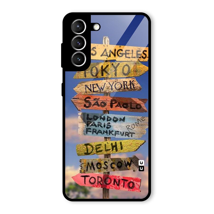 Travel Signs Glass Back Case for Galaxy S21 5G