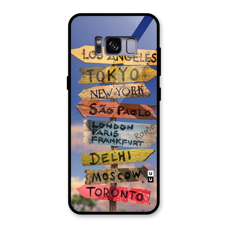 Travel Signs Glass Back Case for Galaxy S8