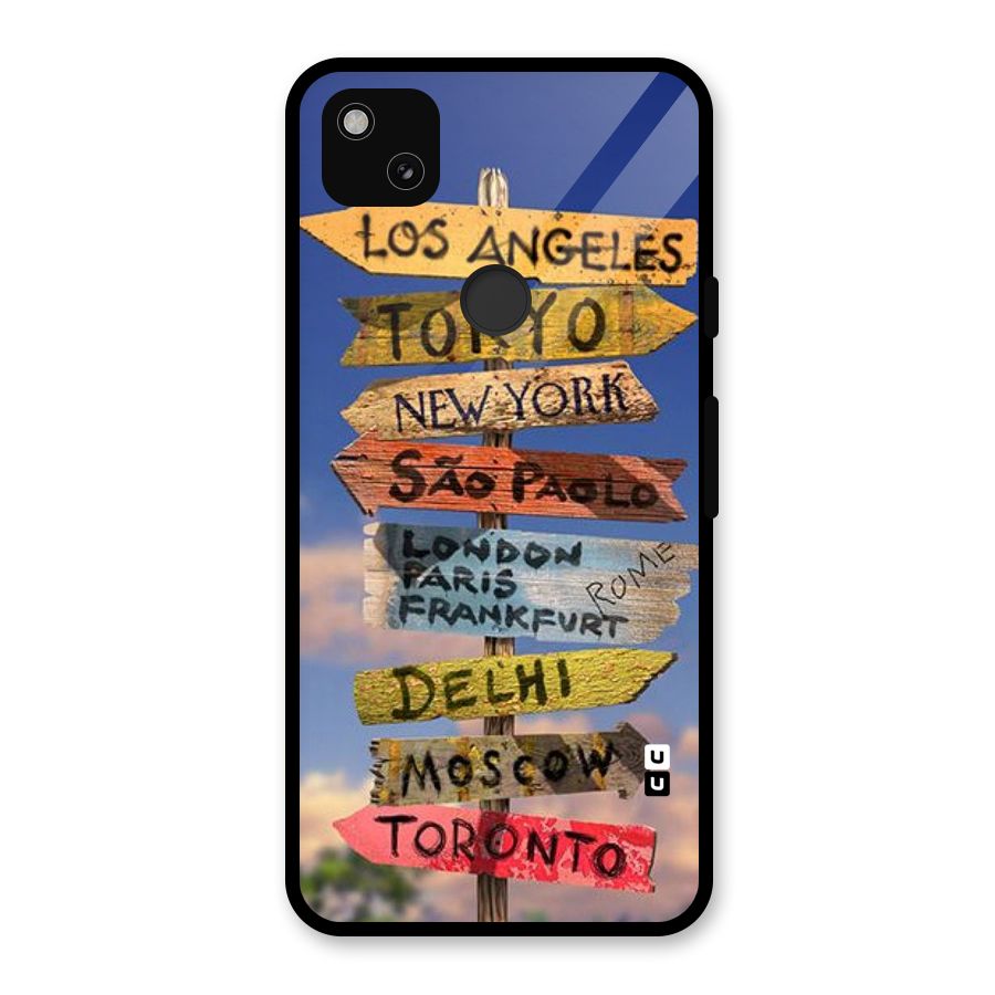 Travel Signs Glass Back Case for Google Pixel 4a