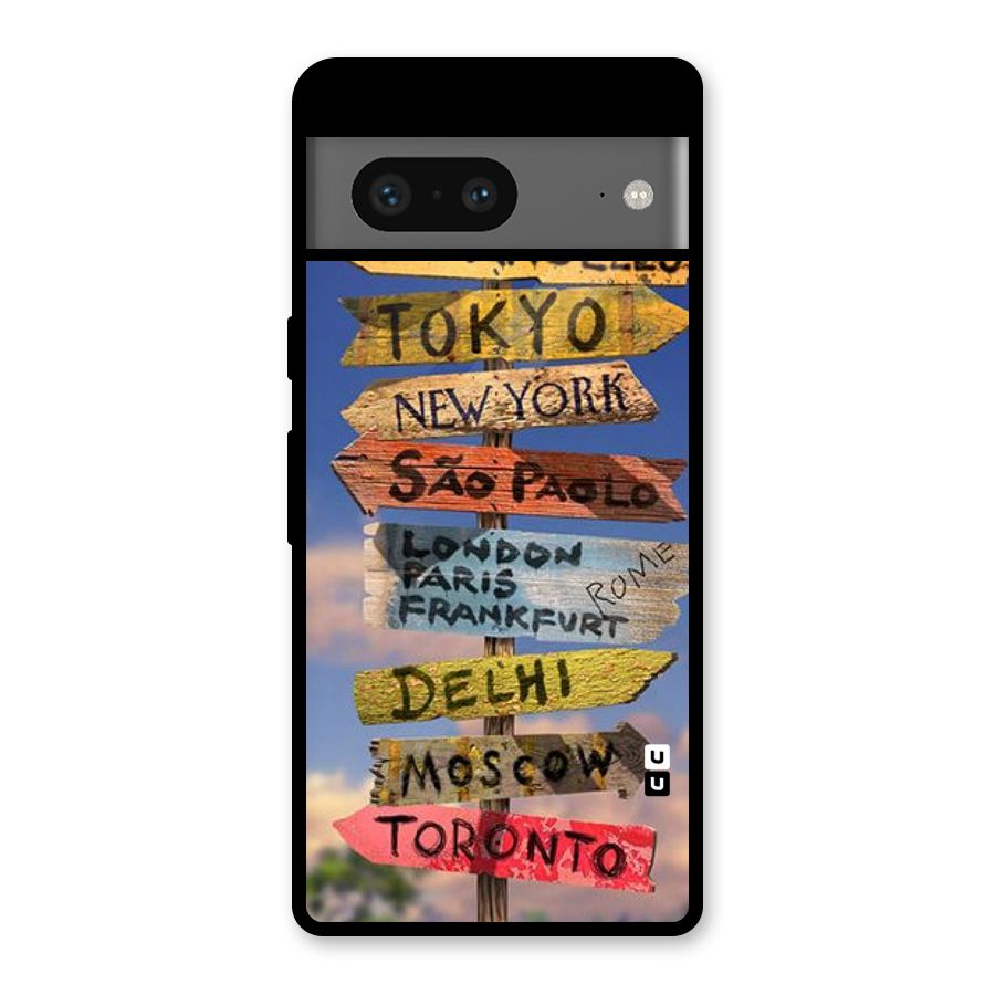 Travel Signs Glass Back Case for Google Pixel 7