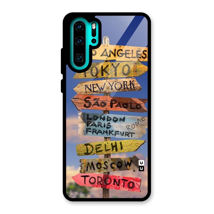 Travel Signs Glass Back Case for Huawei P30 Pro