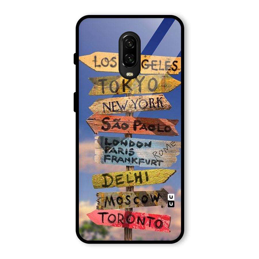 Travel Signs Glass Back Case for OnePlus 6T
