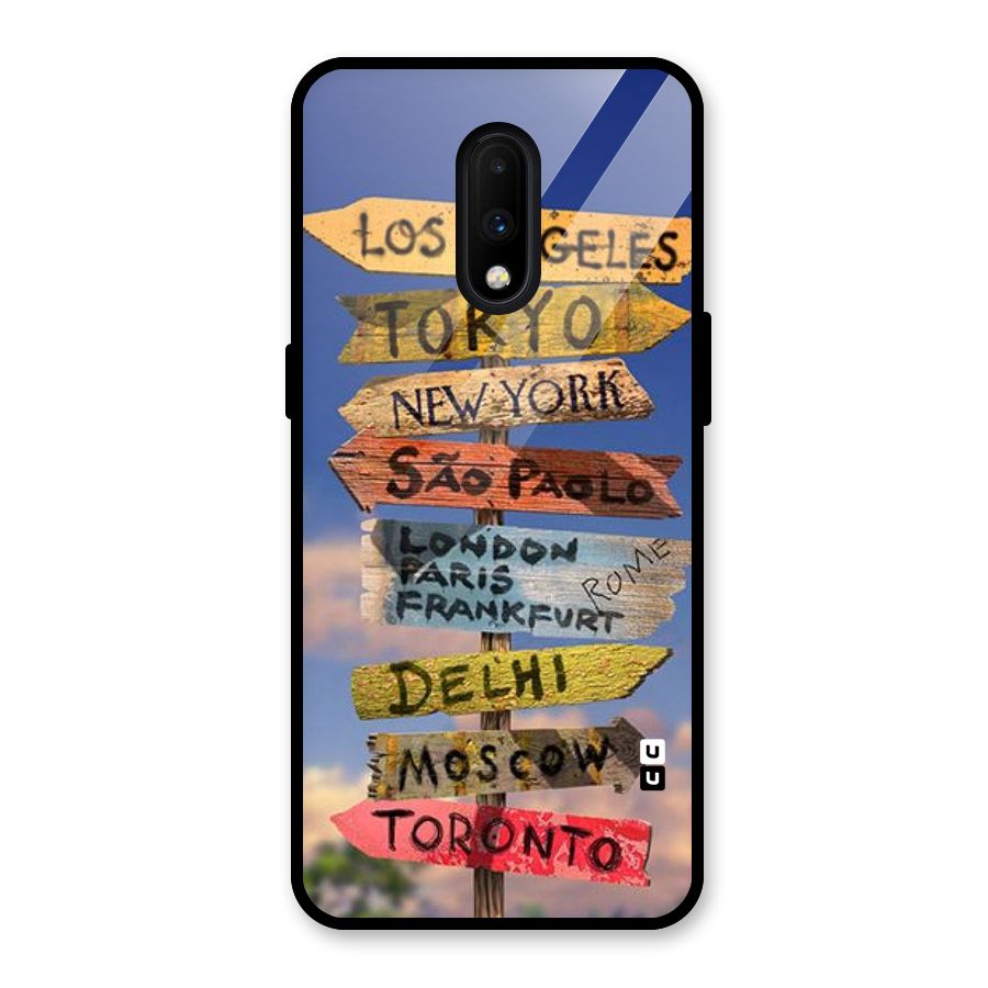Travel Signs Glass Back Case for OnePlus 7