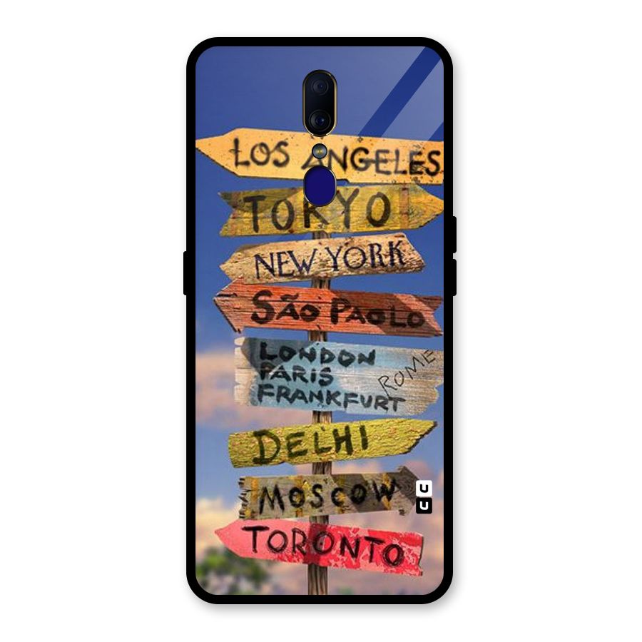 Travel Signs Glass Back Case for Oppo F11