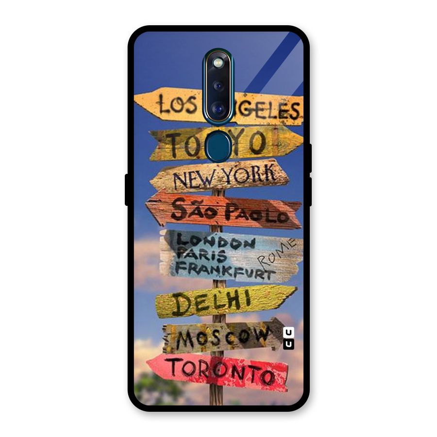 Travel Signs Glass Back Case for Oppo F11 Pro