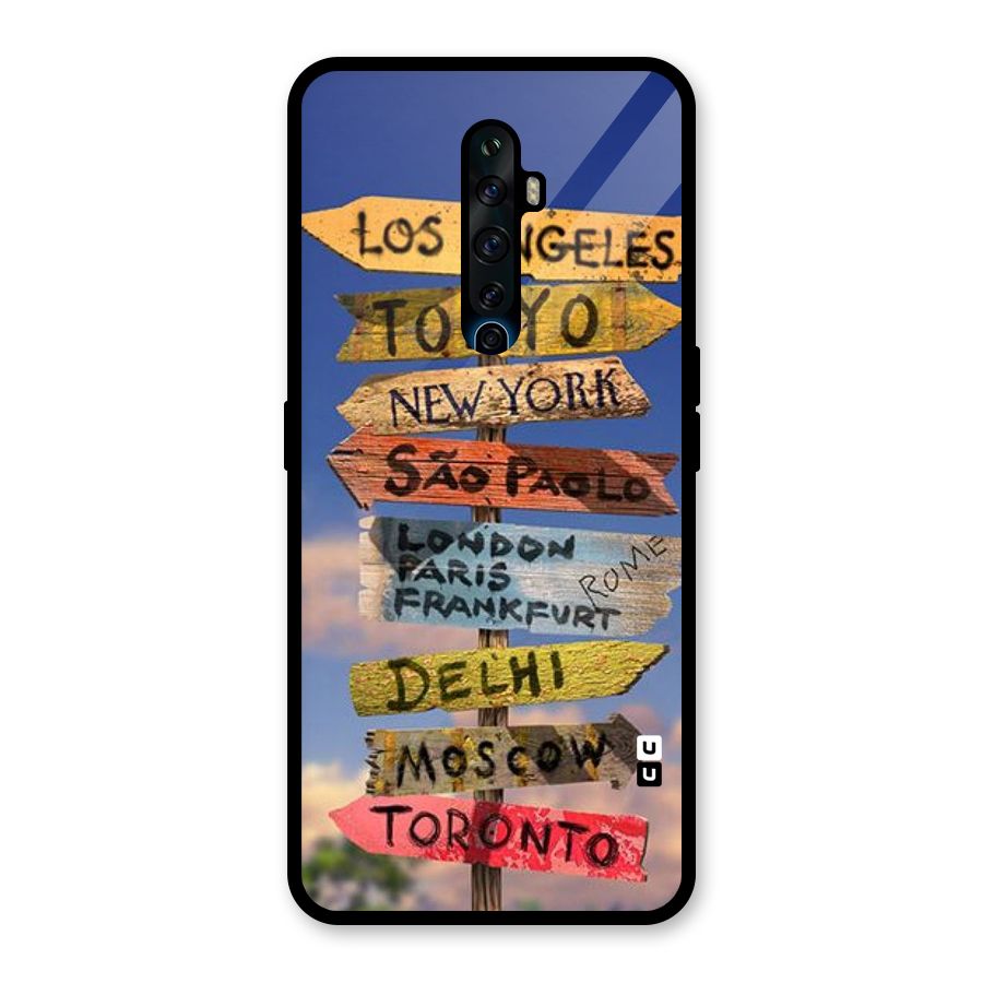 Travel Signs Glass Back Case for Oppo Reno2 F