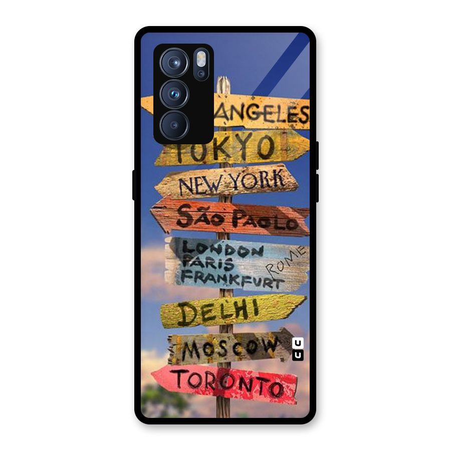 Travel Signs Glass Back Case for Oppo Reno6 Pro 5G