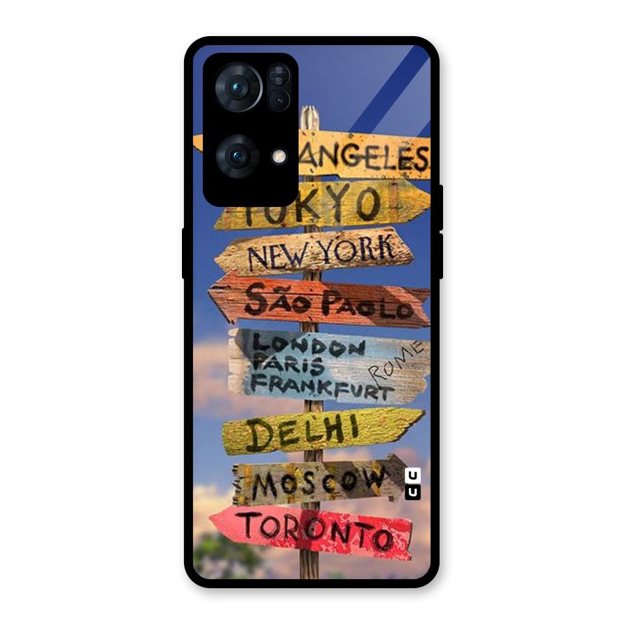 Travel Signs Glass Back Case for Oppo Reno7 Pro 5G