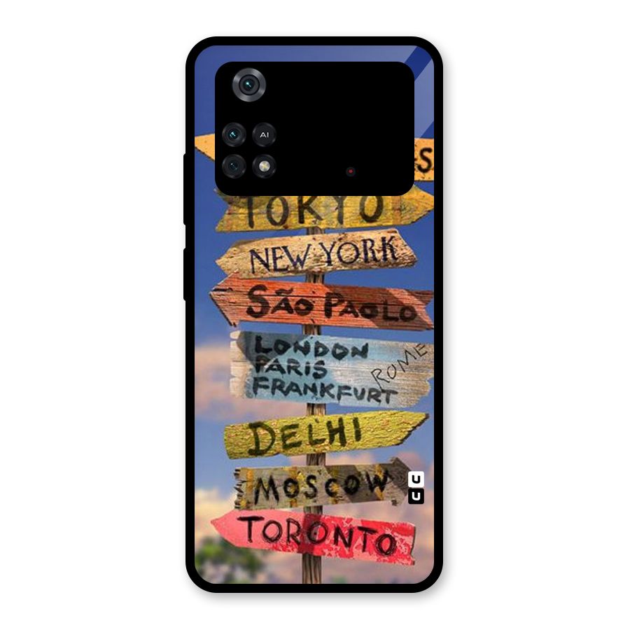Travel Signs Glass Back Case for Poco M4 Pro 4G