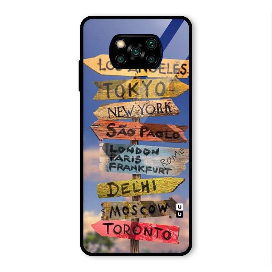 Travel Signs Glass Back Case for Poco X3 Pro