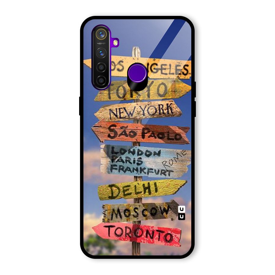 Travel Signs Glass Back Case for Realme 5 Pro