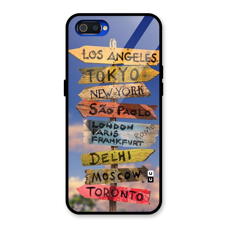 Travel Signs Glass Back Case for Realme C2