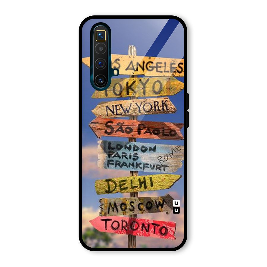 Travel Signs Glass Back Case for Realme X3 SuperZoom