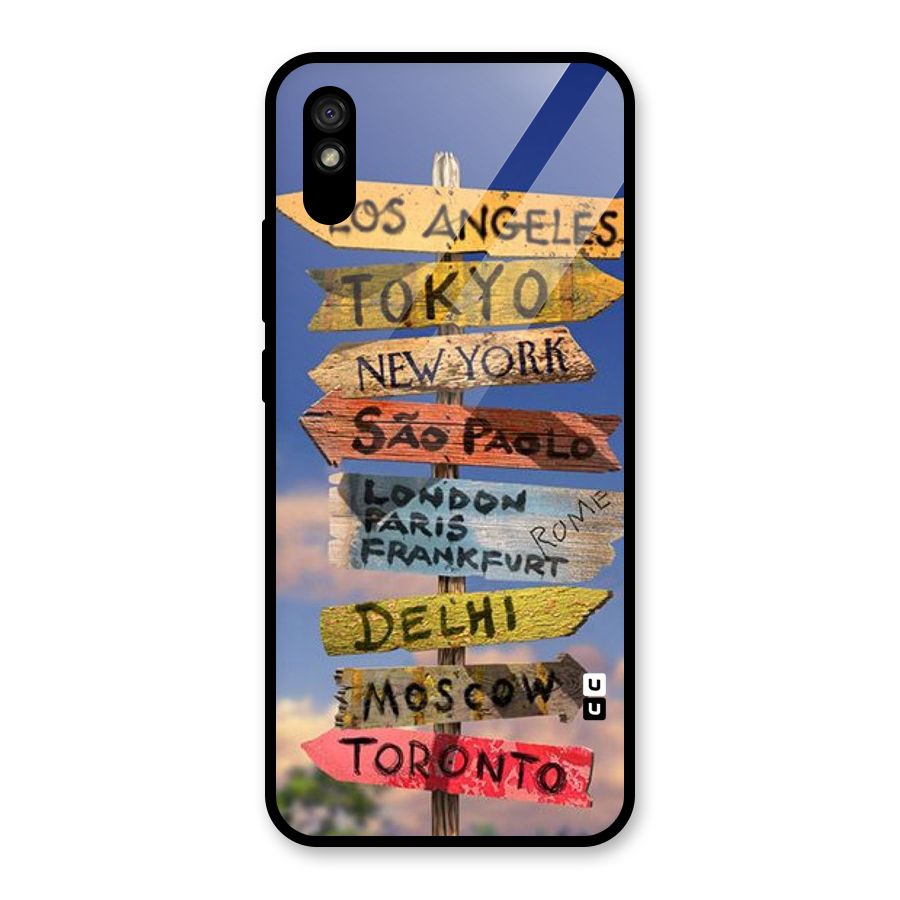 Travel Signs Glass Back Case for Redmi 9A