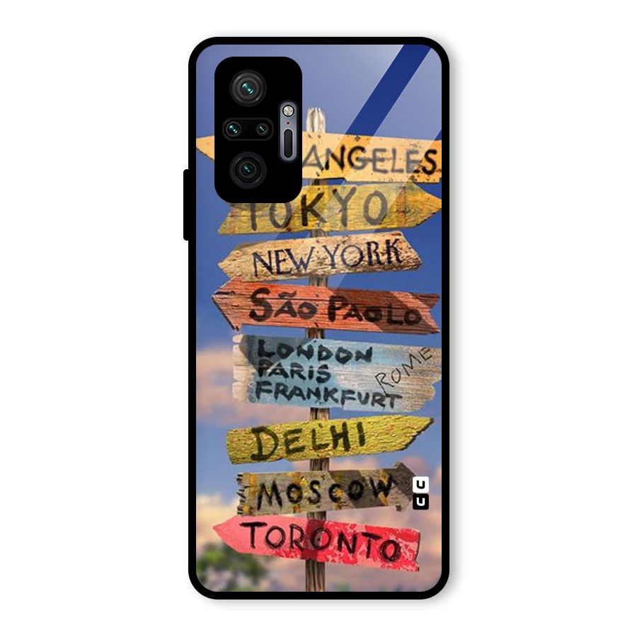 Travel Signs Glass Back Case for Redmi Note 10 Pro