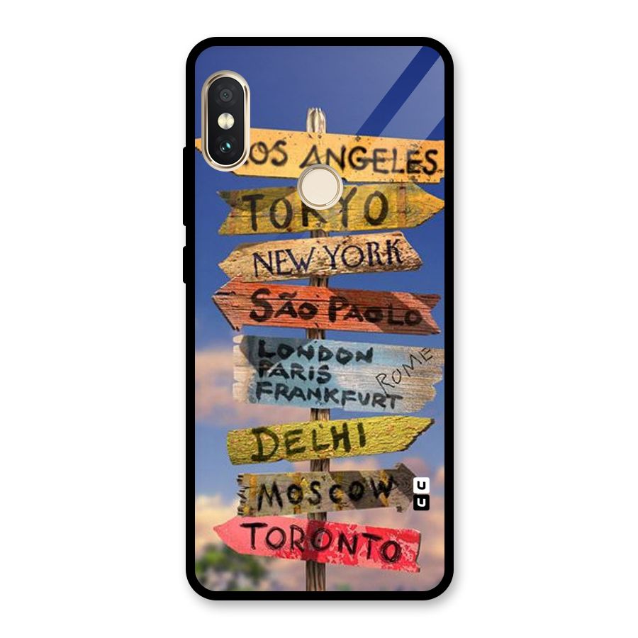 Travel Signs Glass Back Case for Redmi Note 5 Pro