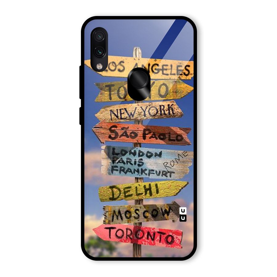 Travel Signs Glass Back Case for Redmi Note 7 Pro