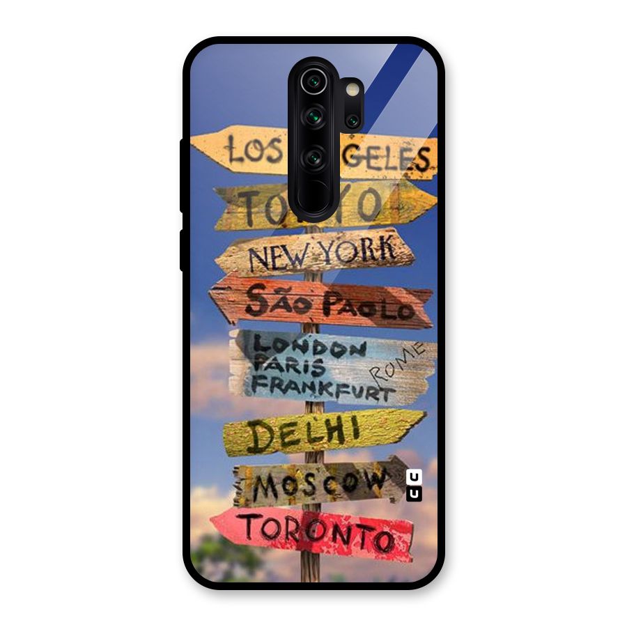 Travel Signs Glass Back Case for Redmi Note 8 Pro
