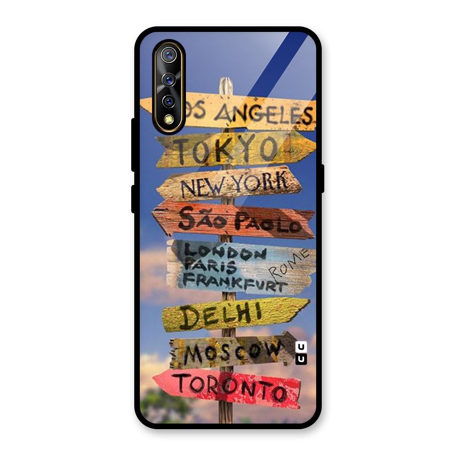 Travel Signs Glass Back Case for Vivo S1