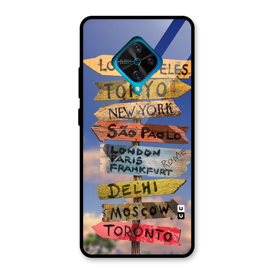 Travel Signs Glass Back Case for Vivo S1 Pro