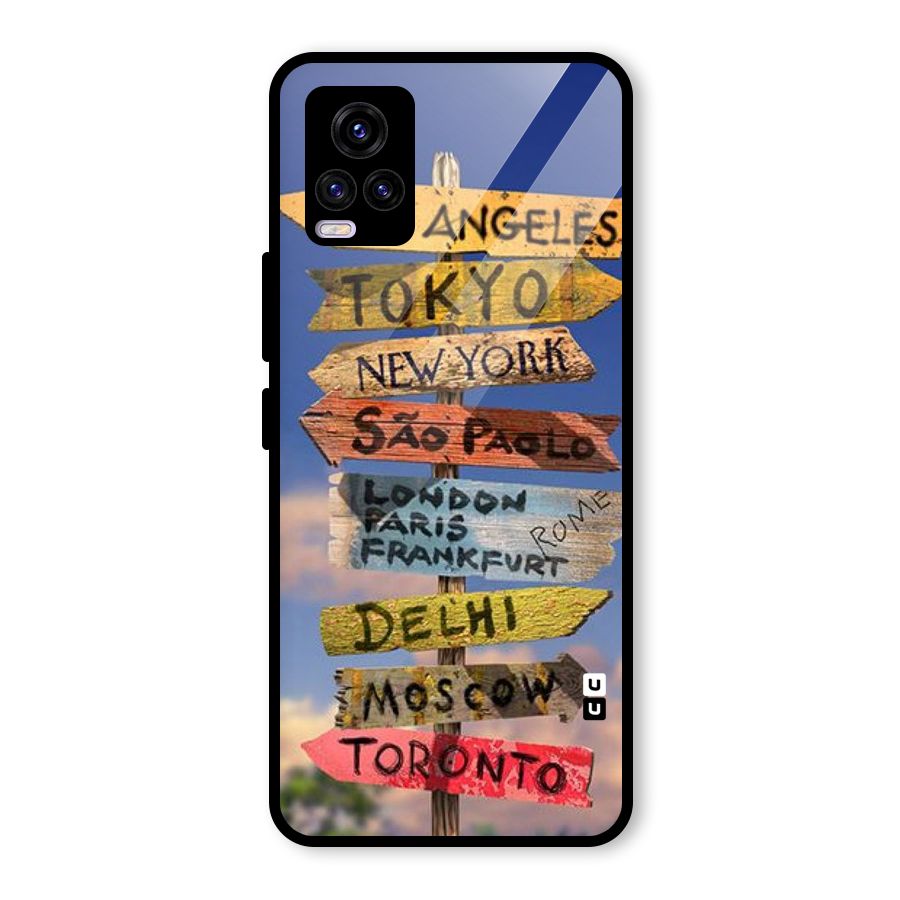 Travel Signs Glass Back Case for Vivo V20