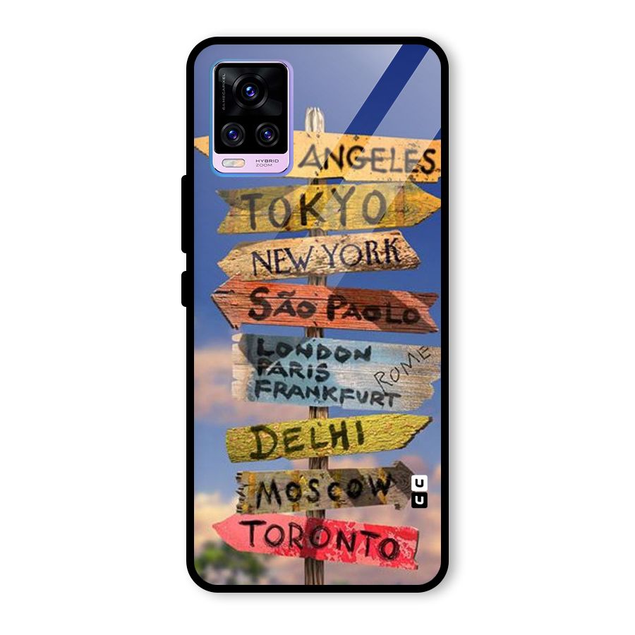 Travel Signs Glass Back Case for Vivo V20 Pro