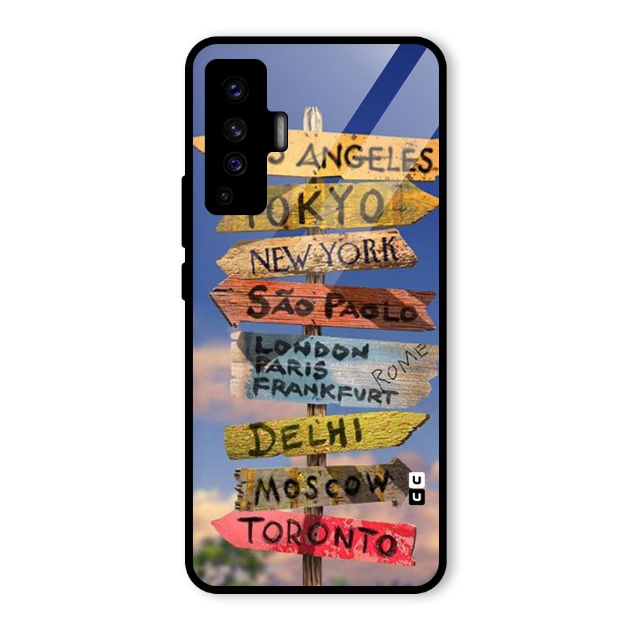 Travel Signs Glass Back Case for Vivo X50