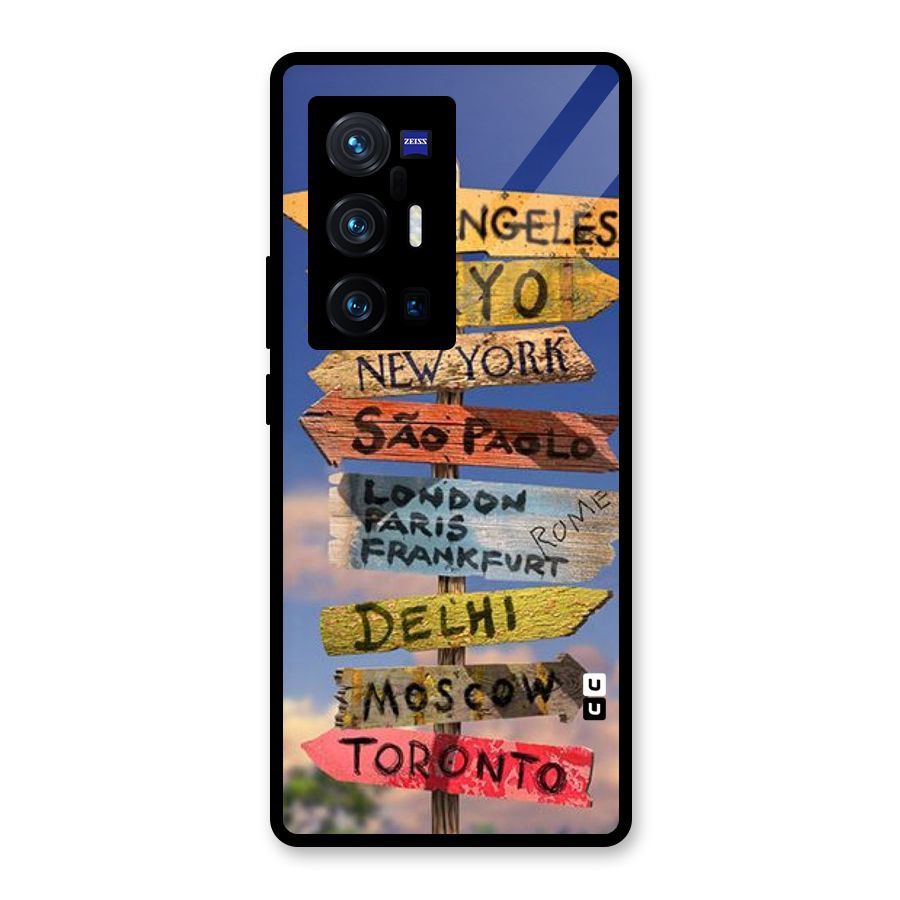 Travel Signs Glass Back Case for Vivo X70 Pro Plus