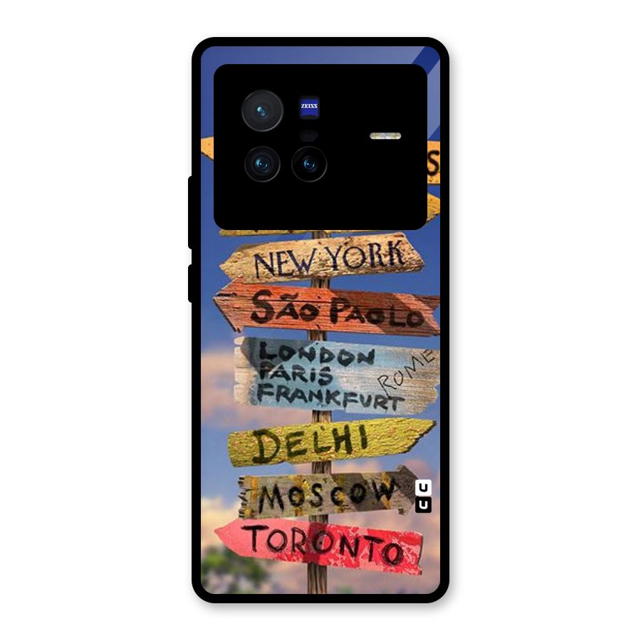 Travel Signs Glass Back Case for Vivo X80