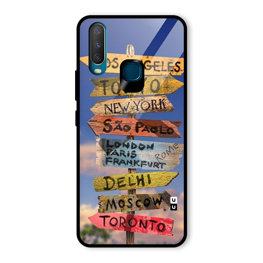 Travel Signs Glass Back Case for Vivo Y12