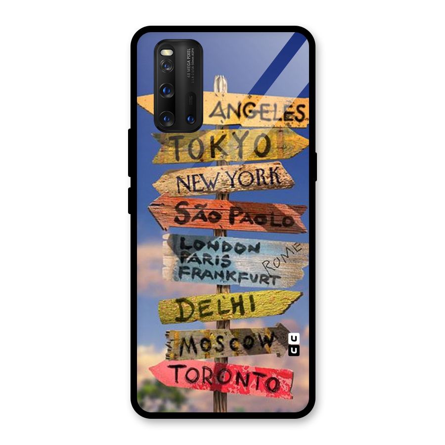 Travel Signs Glass Back Case for Vivo iQOO 3