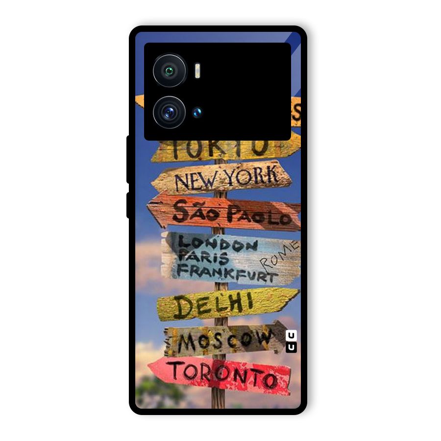 Travel Signs Glass Back Case for Vivo iQOO 9 Pro