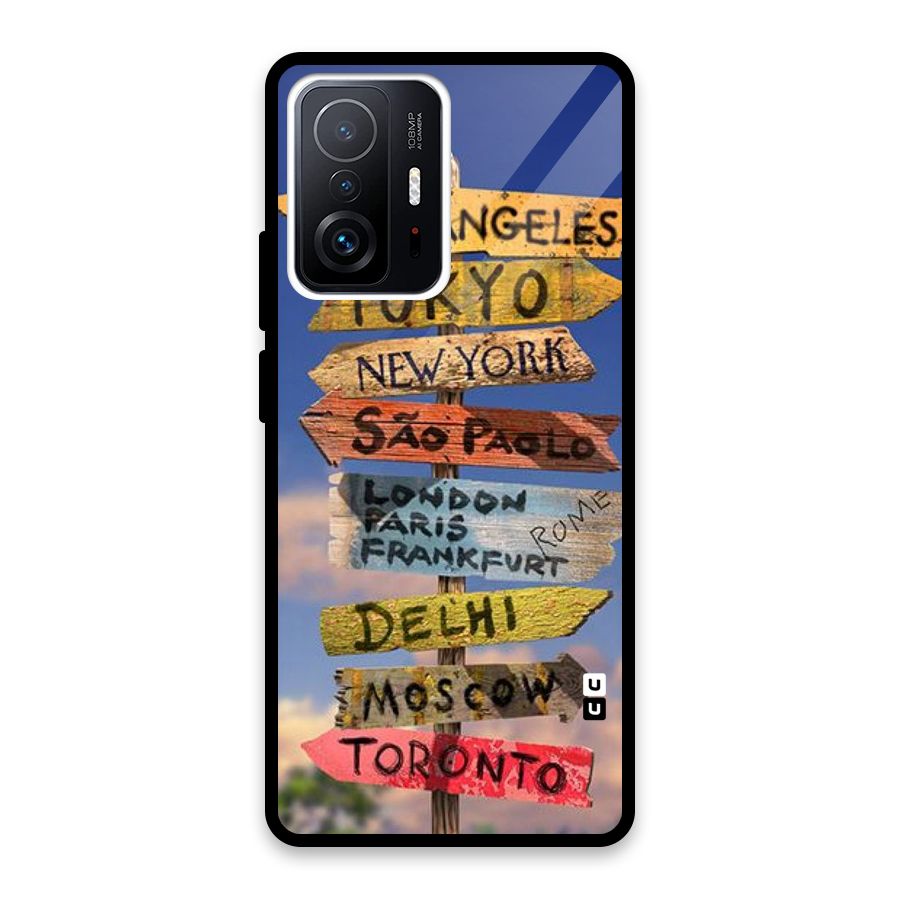 Travel Signs Glass Back Case for Xiaomi 11T Pro
