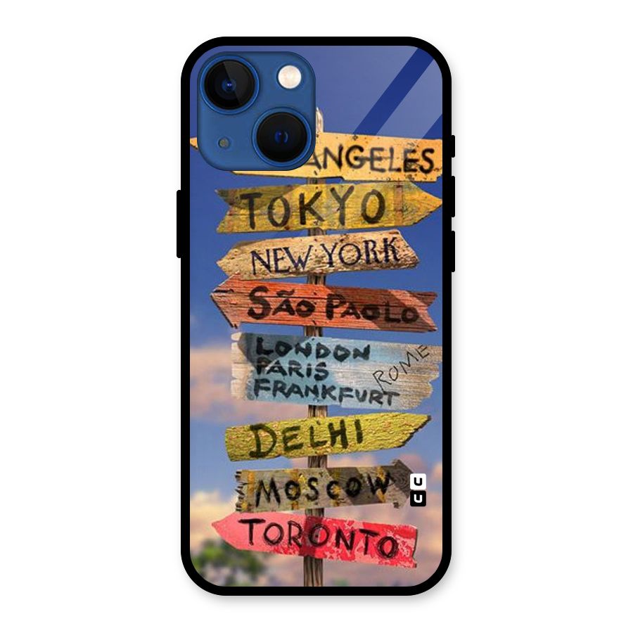 Travel Signs Glass Back Case for iPhone 13 Mini