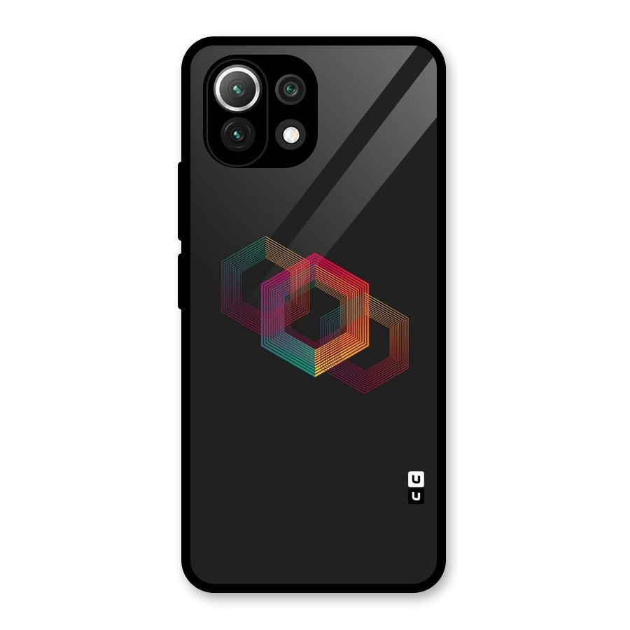 Tri-hexa Colours Glass Back Case for Mi 11 Lite