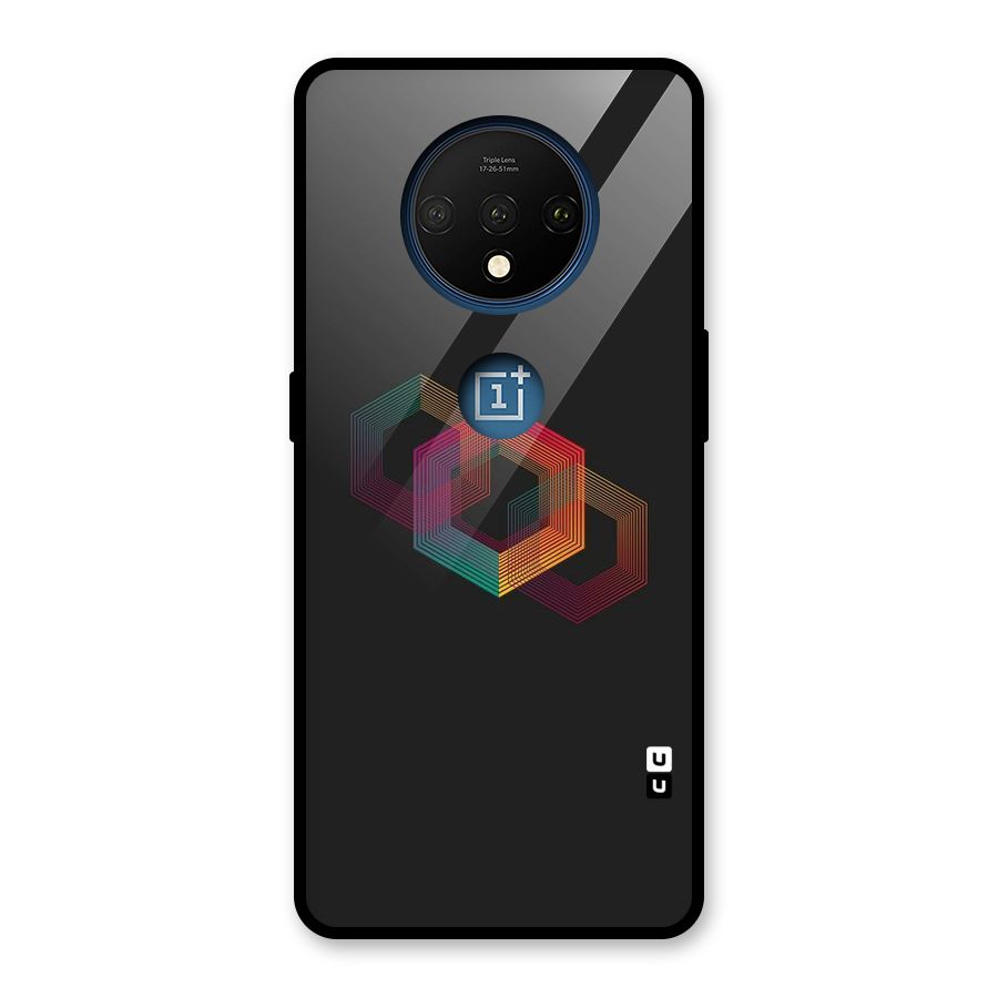 Tri-hexa Colours Glass Back Case for OnePlus 7T