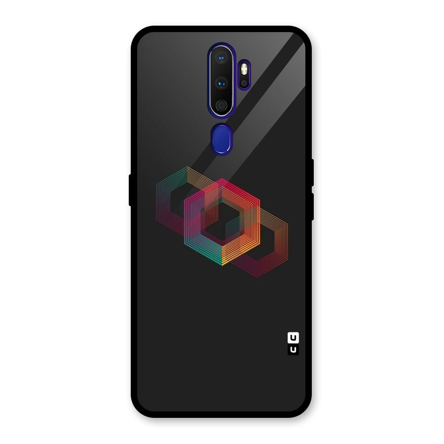 Tri-hexa Colours Glass Back Case for Oppo A9 (2020)