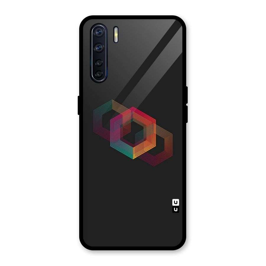 Tri-hexa Colours Glass Back Case for Oppo F15