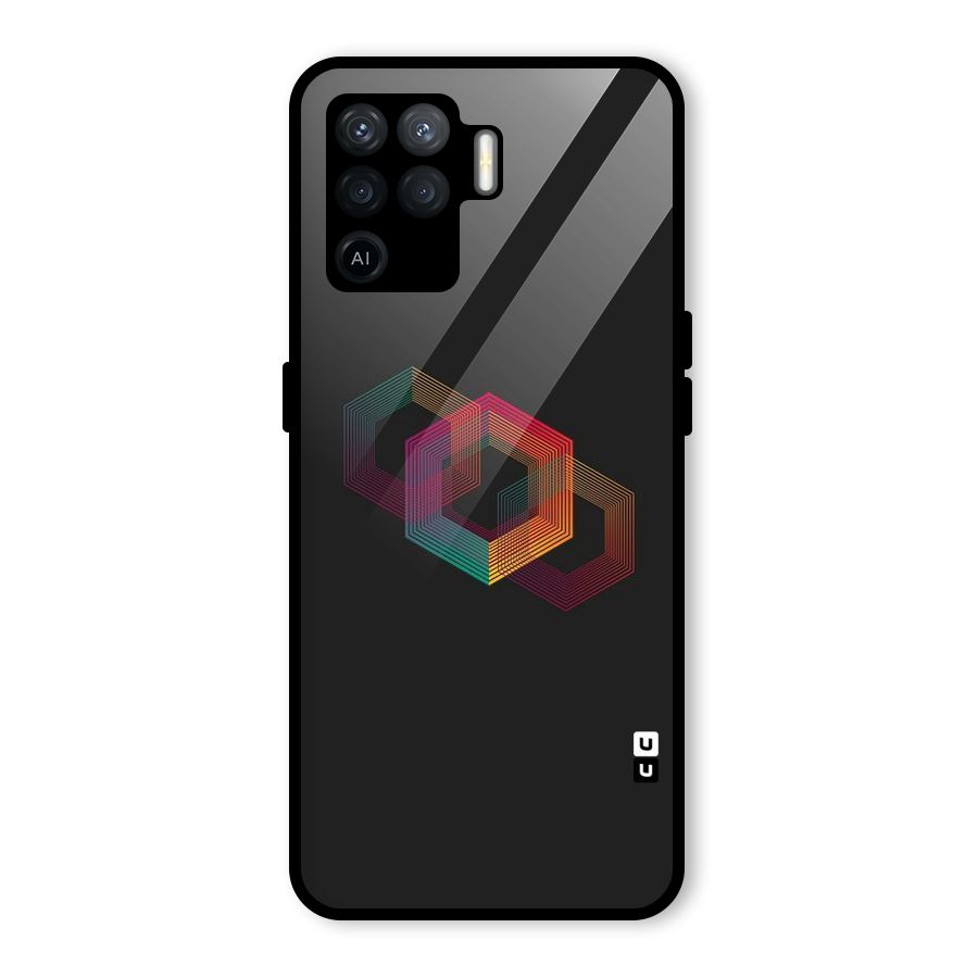 Tri-hexa Colours Glass Back Case for Oppo F19 Pro