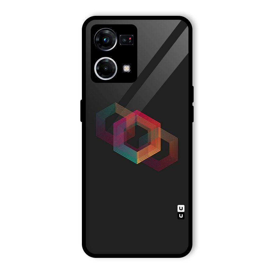Tri-hexa Colours Glass Back Case for Oppo F21 Pro 4G
