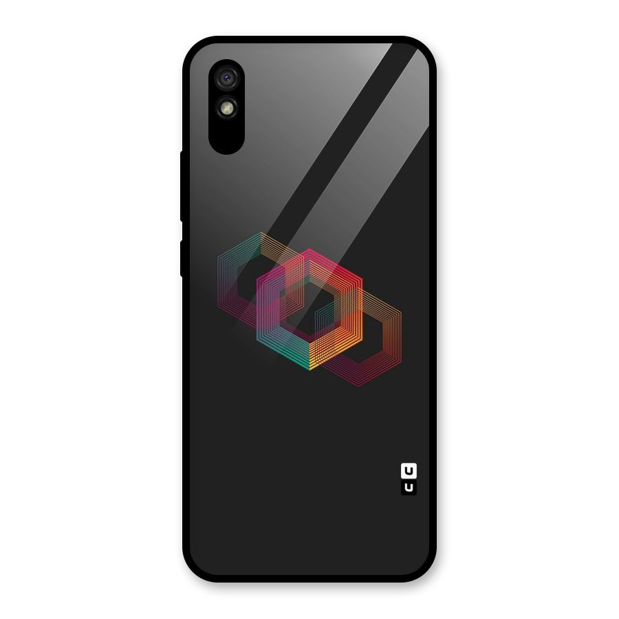 Tri-hexa Colours Glass Back Case for Redmi 9A