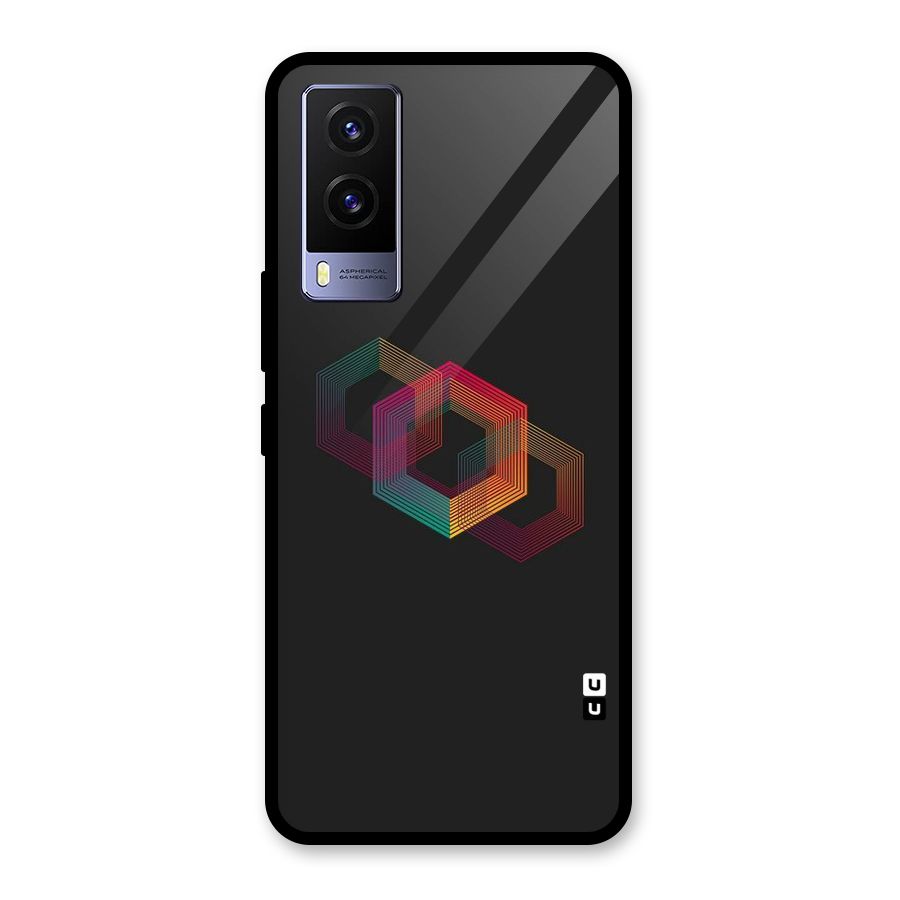Tri-hexa Colours Glass Back Case for Vivo V21e 5G