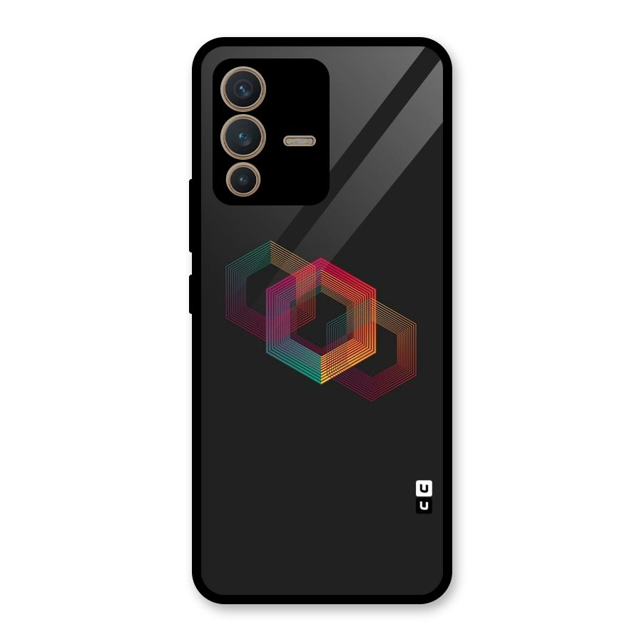 Tri-hexa Colours Glass Back Case for Vivo V23 5G