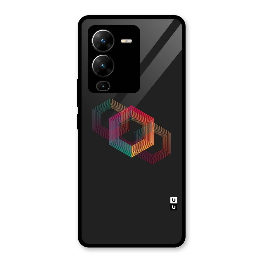 Tri-hexa Colours Glass Back Case for Vivo V25 Pro