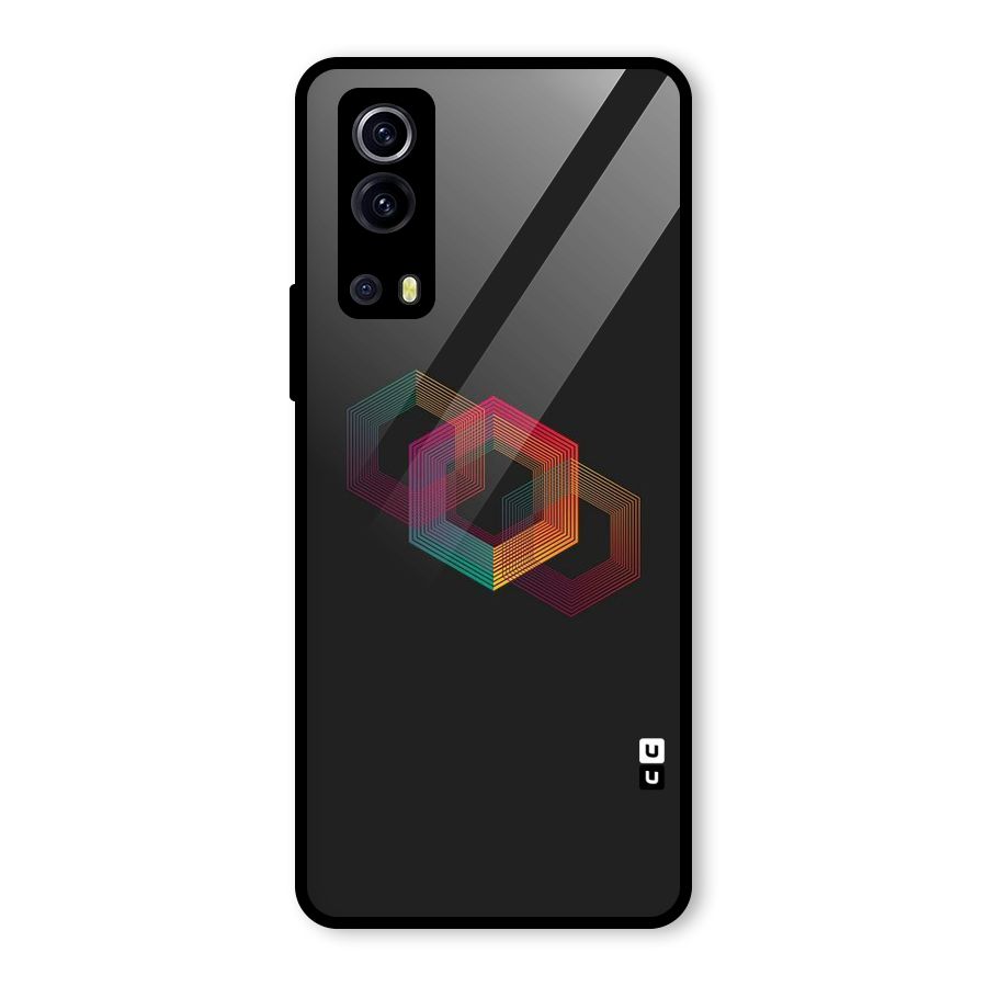 Tri-hexa Colours Glass Back Case for Vivo iQOO Z3