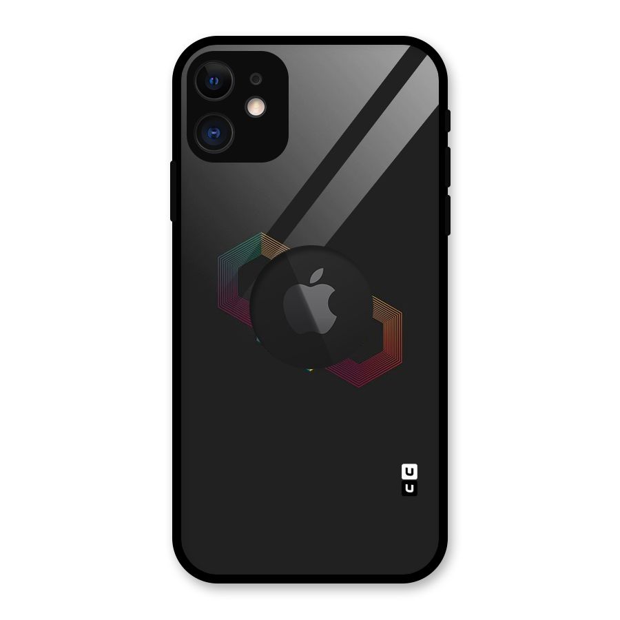 Tri-hexa Colours Glass Back Case for iPhone 11 Logo Cut