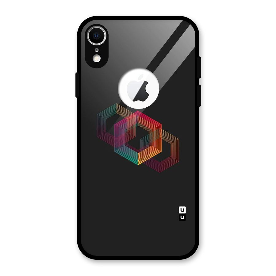 Tri-hexa Colours Glass Back Case for iPhone XR Logo Cut