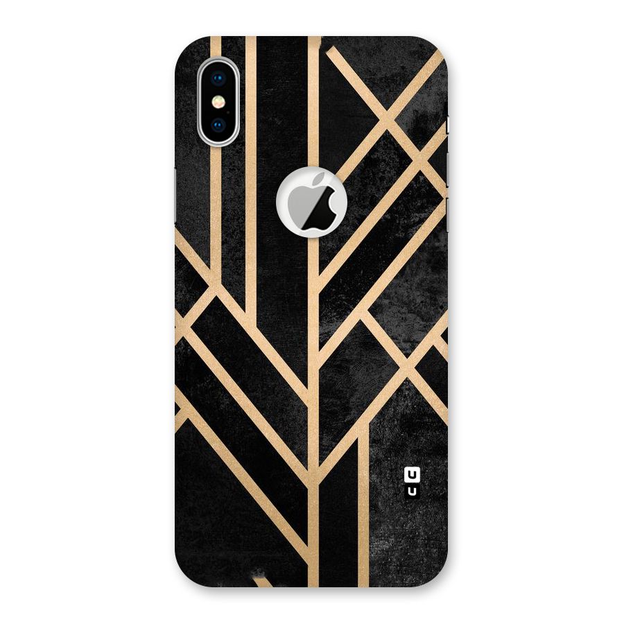 Tri Lines Gold Back Case for iPhone XS Logo Cut
