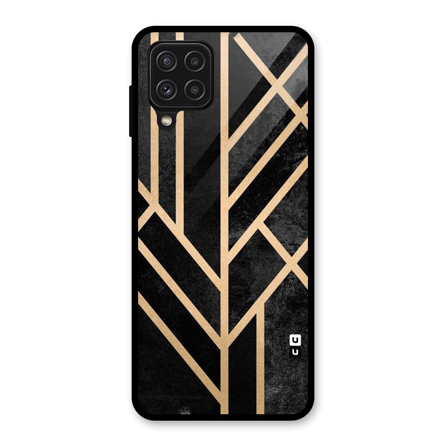 Tri Lines Gold Glass Back Case for Galaxy A22 4G