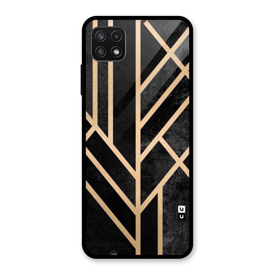 Tri Lines Gold Glass Back Case for Galaxy A22 5G